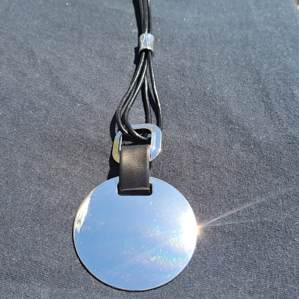 Chico’s Kate Pendant Necklace Black and Silver
